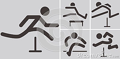 Running hurdles icons Vector Illustration