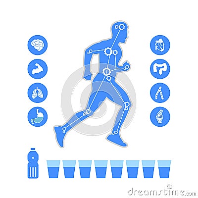 Running and icon infographics health concept in flat style Stock Photo
