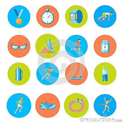 Running icons round Vector Illustration