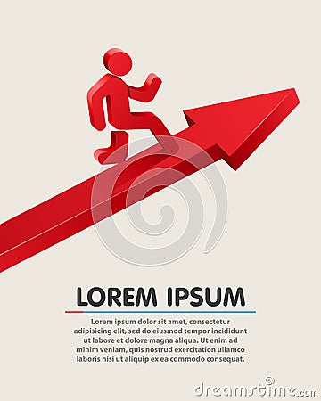 Running leader on grossing arrow. Business successconcept. Vector Illustration