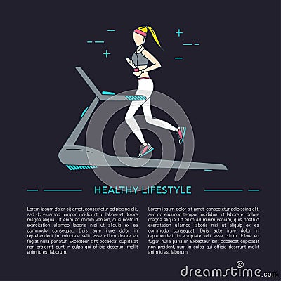 Running line design concept with woman. Healthy lifestyle. Stock Photo