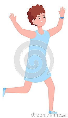 Running little girl. Happy kid. Active joyful child Vector Illustration