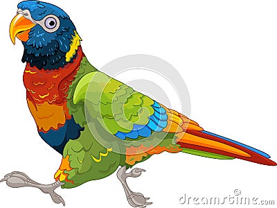 Running Lory Parrot Vector Illustration