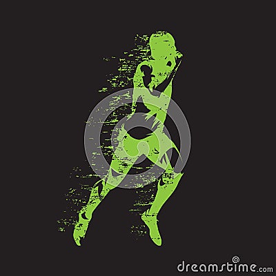 Running man, abstract green vector illustration. Run, sprinting athlete Vector Illustration