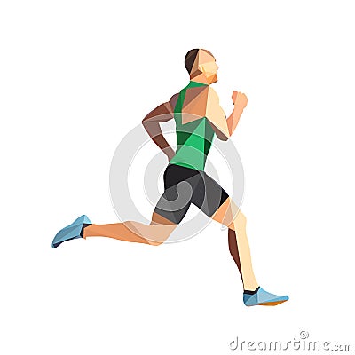 Running man, geometrical vector silhouette Vector Illustration