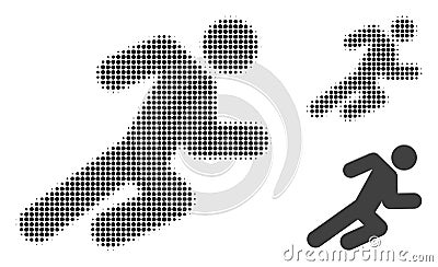 Running Man Halftone Dotted Icon Vector Illustration