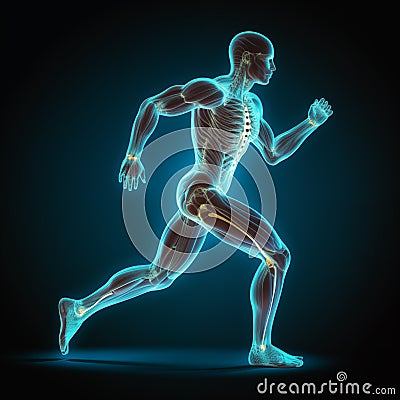 Running man, healthy runner, scientific illustration, modern sports Cartoon Illustration