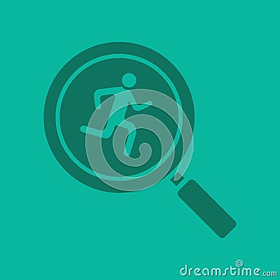 Running man inside loupe glyph color icon Vector Illustration