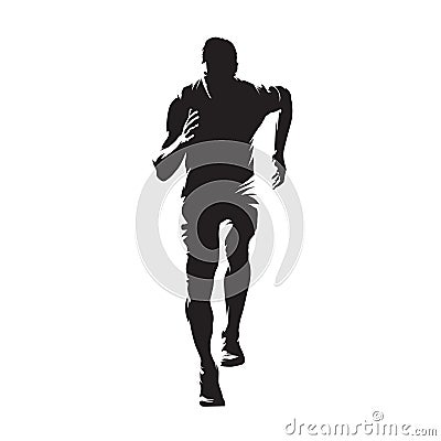 Running man, isolated vector silhouette. Sprinting young athlete. Run Vector Illustration