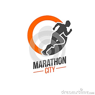 Running man silhouette, marathon Vector Illustration