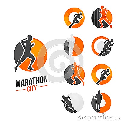 Running man silhouette, marathon Vector Illustration