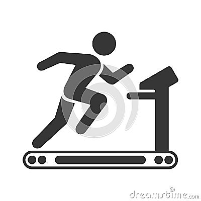 Running Man on Treadmill Icon on White Background. Vector Vector Illustration