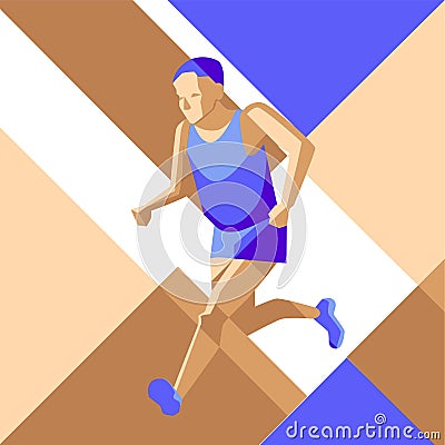 Running man. Vector illustration of geometrical style. Vector Illustration