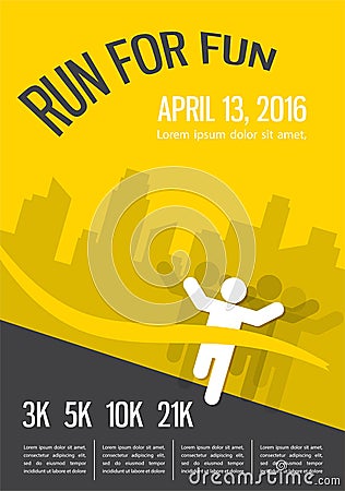 Running marathon, people run, colorful poster design Vector Illustration