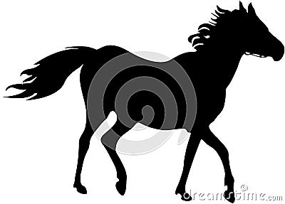 Running Mare Silhouette Stock Photo