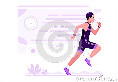 Running Men Athletic Sport vector illustration Flat Design. Vector Illustration