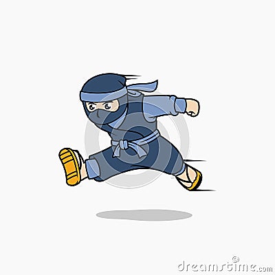 Running ninja cartoon mascot character Vector Illustration