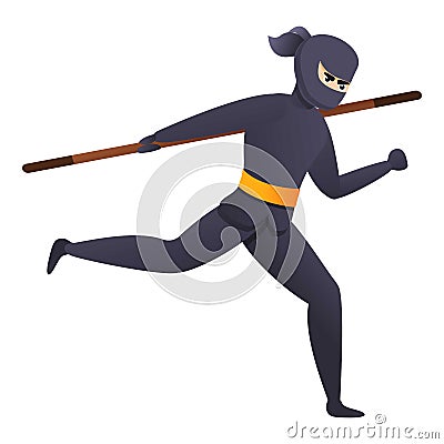 Running ninja icon, cartoon style Vector Illustration
