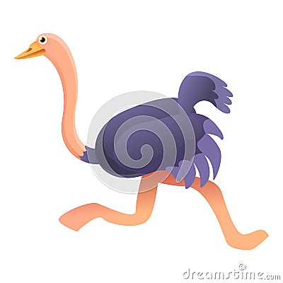 Running ostrich icon, cartoon style Vector Illustration