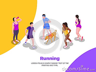 Running People Poster Vector Illustration