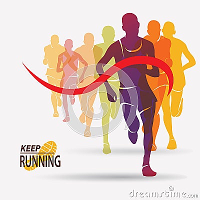 Running people set of silhouettes Vector Illustration