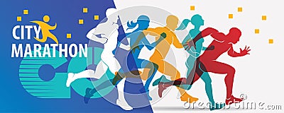 Running people set of silhouettes Vector Illustration