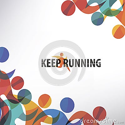 Running people set of stylized icons background Vector Illustration