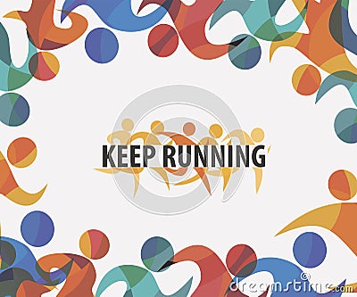 Running people set of stylized icons background Vector Illustration