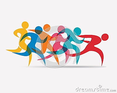 Running people set of symbols Vector Illustration