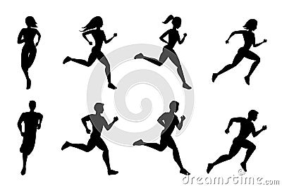 Running people silhouettes Vector Illustration