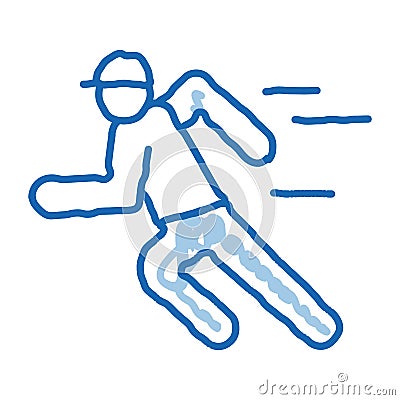 Running Player doodle icon hand drawn illustration Vector Illustration