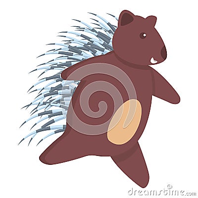 Running porcupine icon, cartoon style Vector Illustration