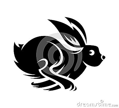 Running rabbit logo illustration, rabbit jump black Vector Illustration