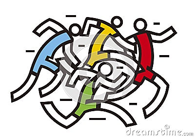 Running racers abstract stylized. Vector Illustration