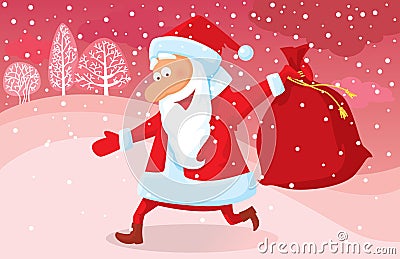 Running Santa Vector Illustration