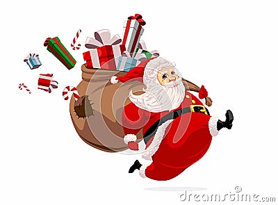 Running Santa Claus Vector Illustration