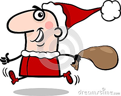 Running santa claus cartoon illustration Vector Illustration