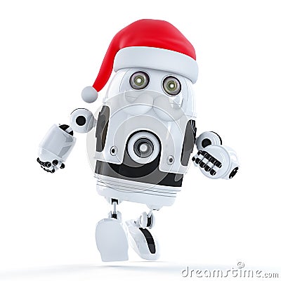 Running Santa robot. Technology concept Stock Photo