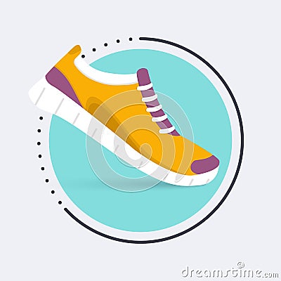 Running shoes icon.Shoes for training, sneaker isolated on blue Vector Illustration