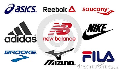 Running shoes producers logos Vector Illustration