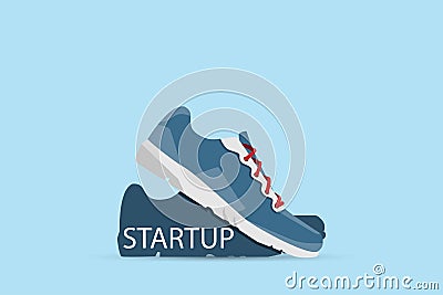 Running shoes with startup word, startup and business concept Vector Illustration