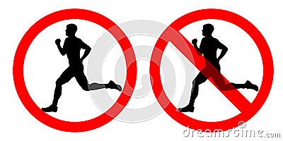 running sign icon and Do not run, prohibition sign. Running prohibited Cartoon Illustration