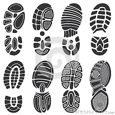 Running sport shoes vector footprint set Vector Illustration