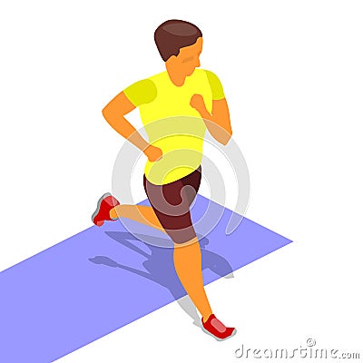 Running sprinter isometric Vector Illustration