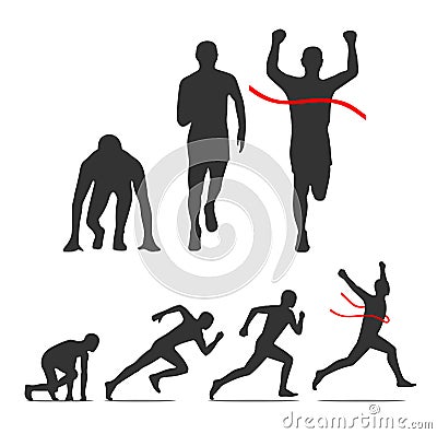 Running step icon. Runner from start to finish. Vector Illustration