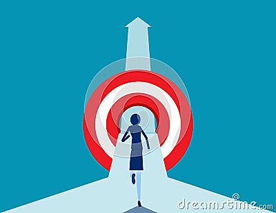 Running through target. Business growing. Flat vector cartoon style Vector Illustration