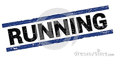 RUNNING text on black-blue rectangle stamp sign Stock Photo