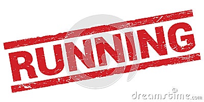 RUNNING text on red rectangle stamp sign Stock Photo