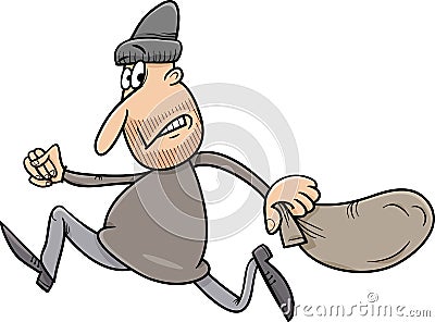 Running thief cartoon illustration Vector Illustration
