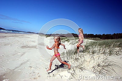 Running to the beach Stock Photo